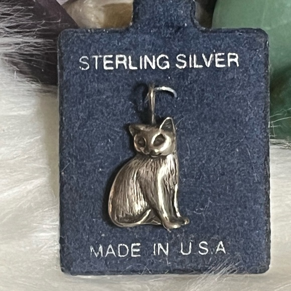 Vintage Jewelry - New Sterling Cat Charm Pendant